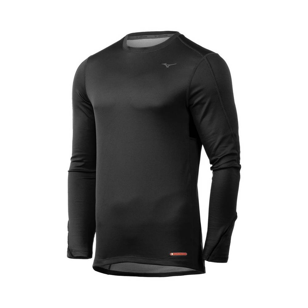 Panske Base Layer Mizuno Breath Thermo® Long Sleeve Čierne Vypredaj VIAO63251
